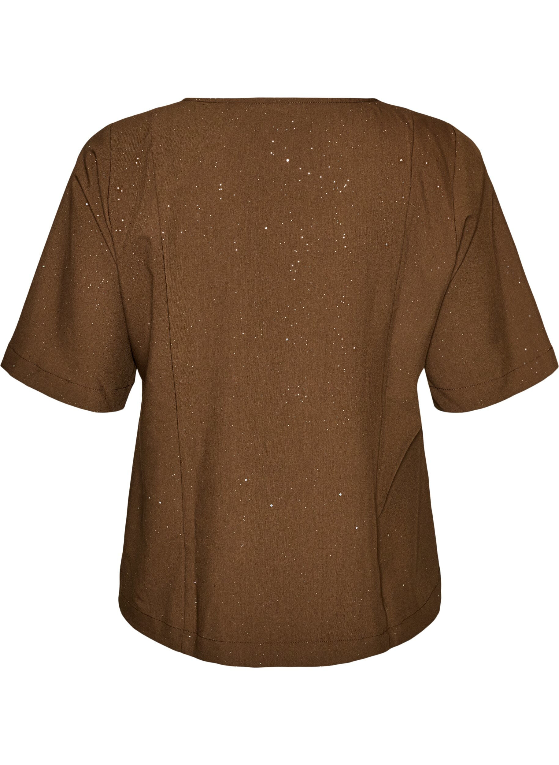 ZizziBluse mit Glitzer und V-Ausschnitt, Braun, Packshot image number 1