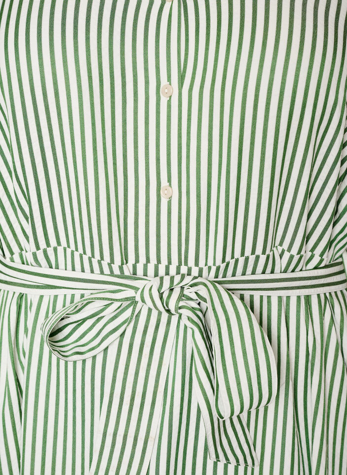 Kn&ouml;chellanges Hemdblusenkleid mit Bindeg&uuml;rtel und Streifen, Gr&uuml;n, Packshot image number 2