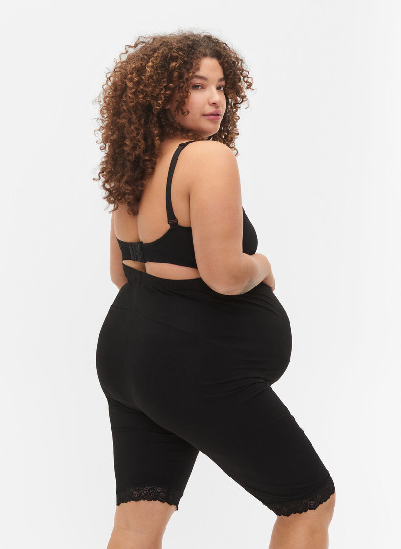 Radlershorts für Schwangere mit Spitzenrand, Black, Model image number 1