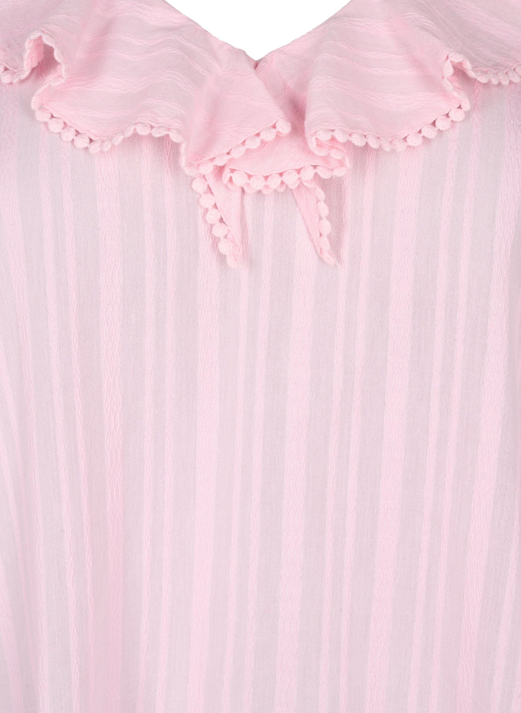 Zizzi Bluse mit 3/4-&Auml;rmeln und Spitze, Almond Blossom, Packshot image number 2