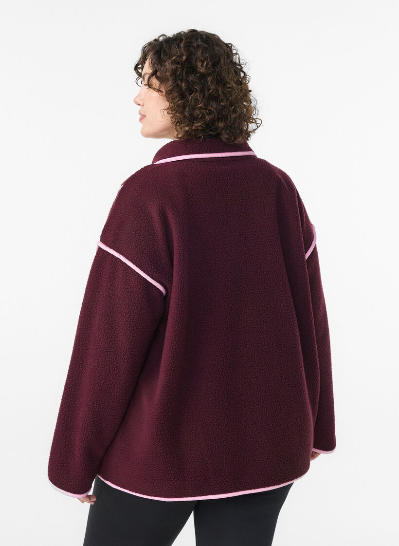 Teddy-Jacke mit Kontrastdetails, Rot, Model image number 2