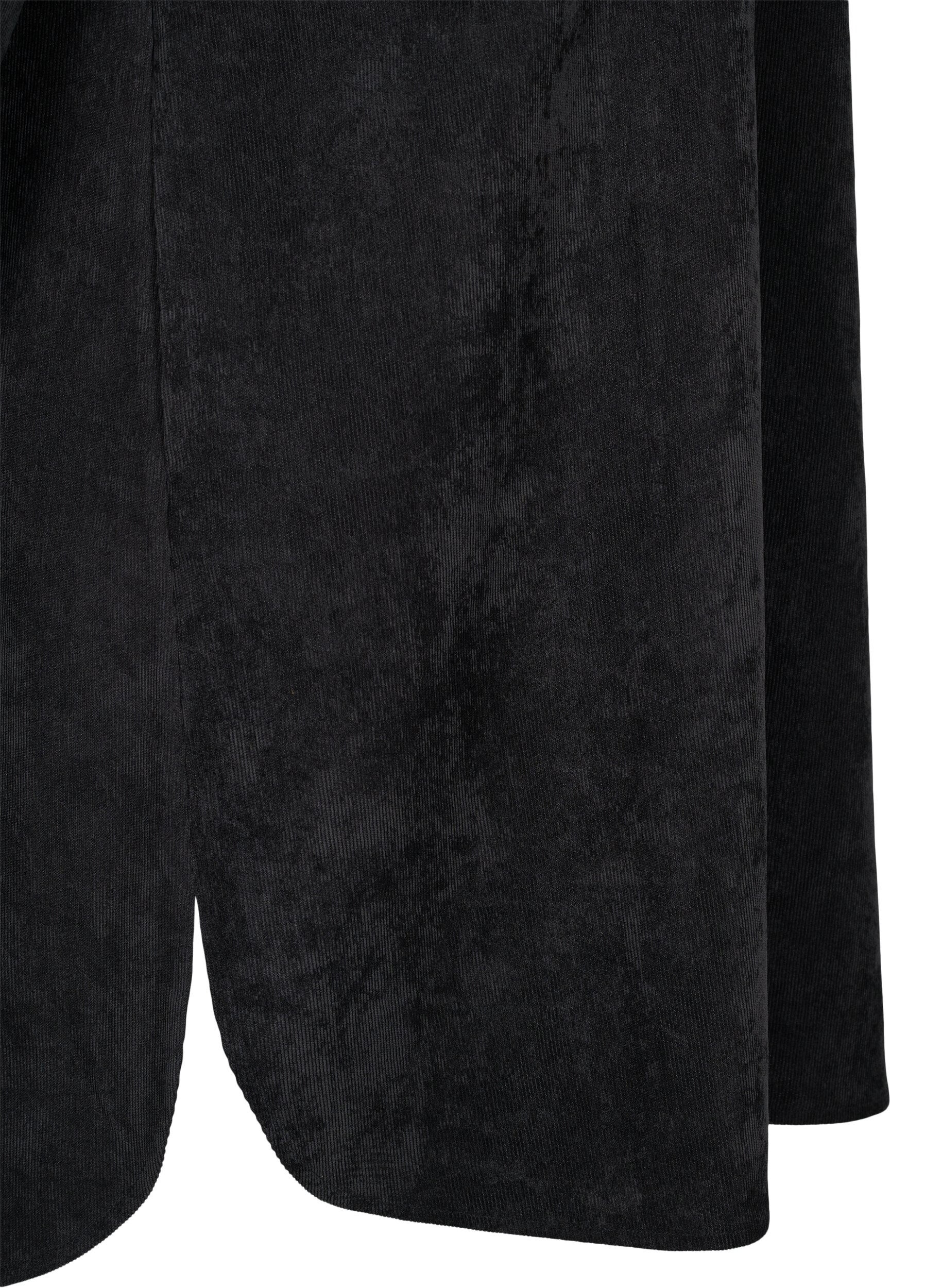 Zizzi Cordkleid mit 3/4-&Auml;rmeln und Kn&ouml;pfen, Black, Packshot image number 3