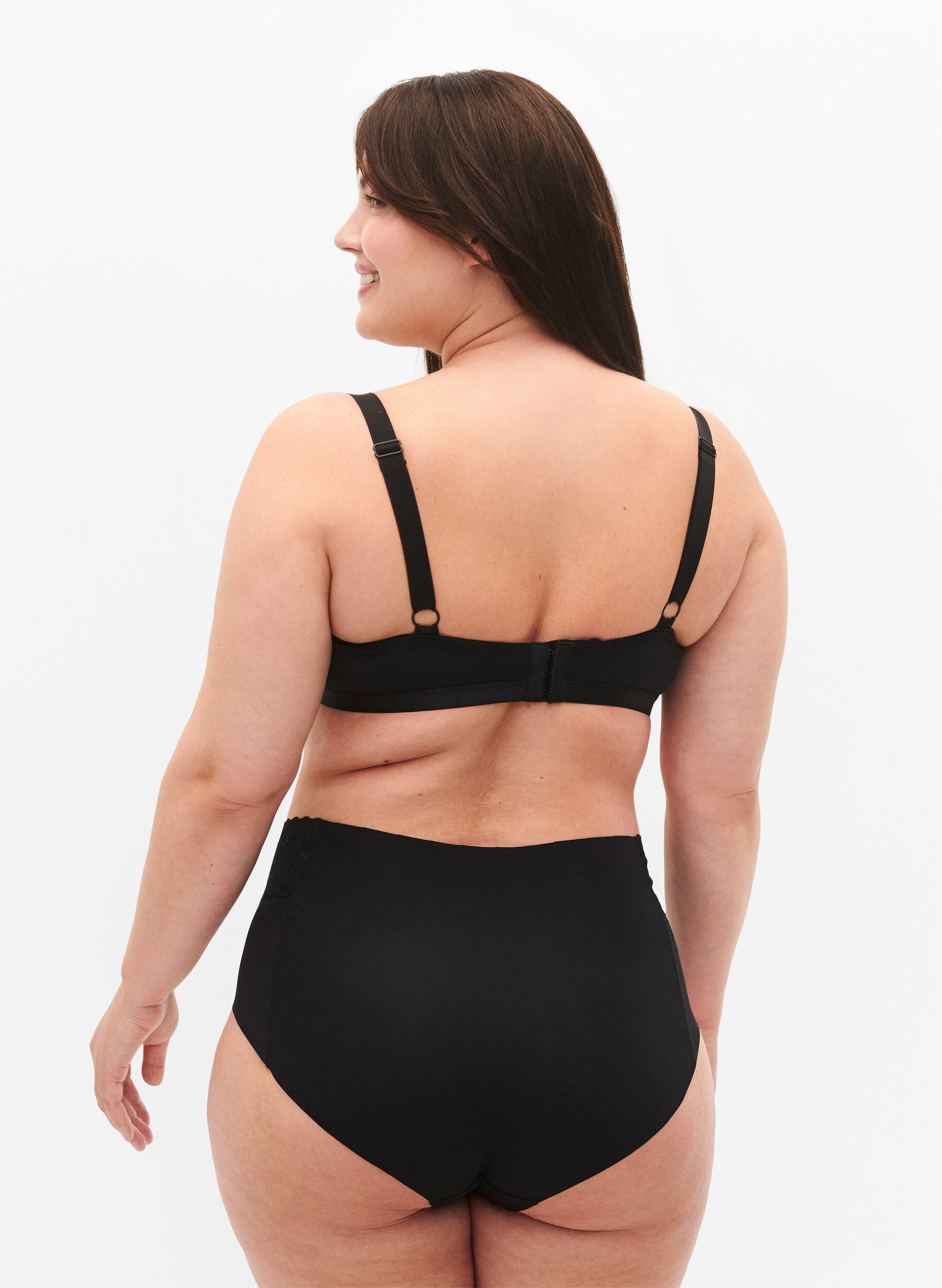 Zizzi 2er-Pack Unterhosen mit Spitze und regul&auml;rer Taille, Black, Model image number 1