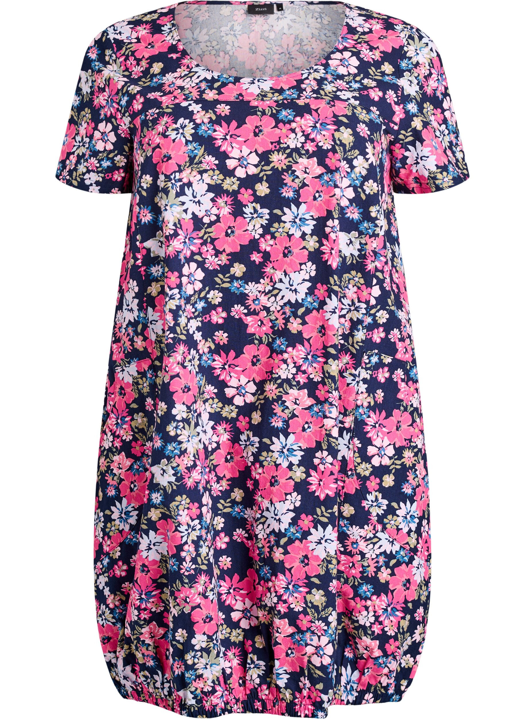 Kurz&auml;rmliges Baumwollkleid mit Print