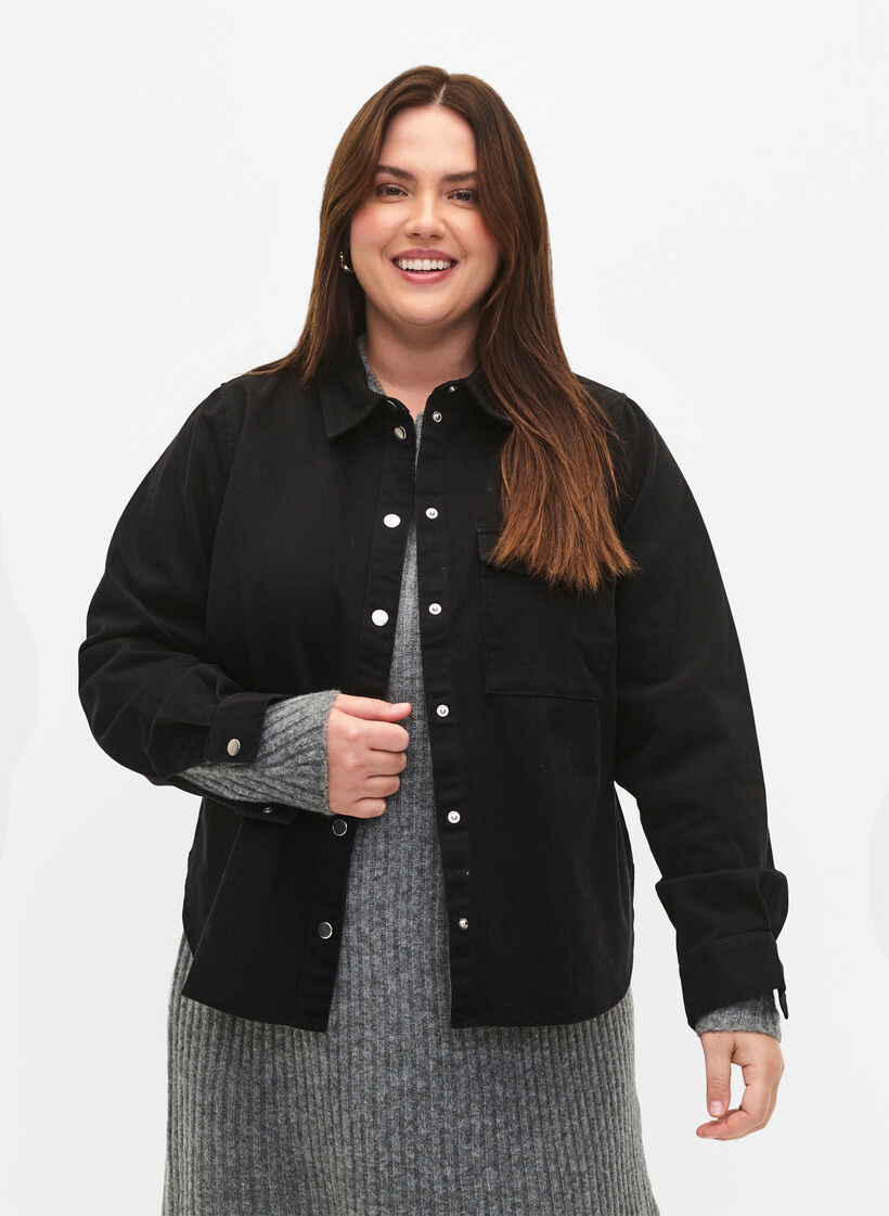 Canvas-Jacke mit Knöpfen, Black, Model image number 0