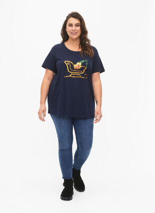 Weihnachts-T-Shirt mit Pailletten, Navy Blazer SLATE, Model image number 2
