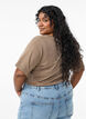 Kurz&auml;rmeliges Basic T-Shirt mit V-Ausschnitt, Braun, Model image number 2