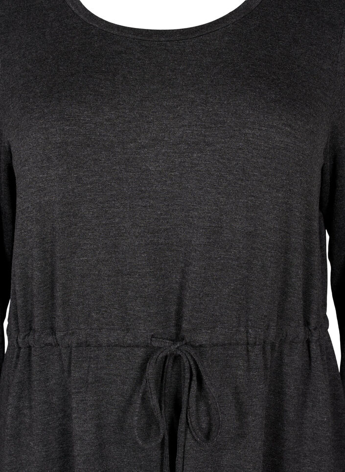 Knielanges Jerseykleid mit Bändern zum Binden, Dark Grey Melange, Packshot image number 2