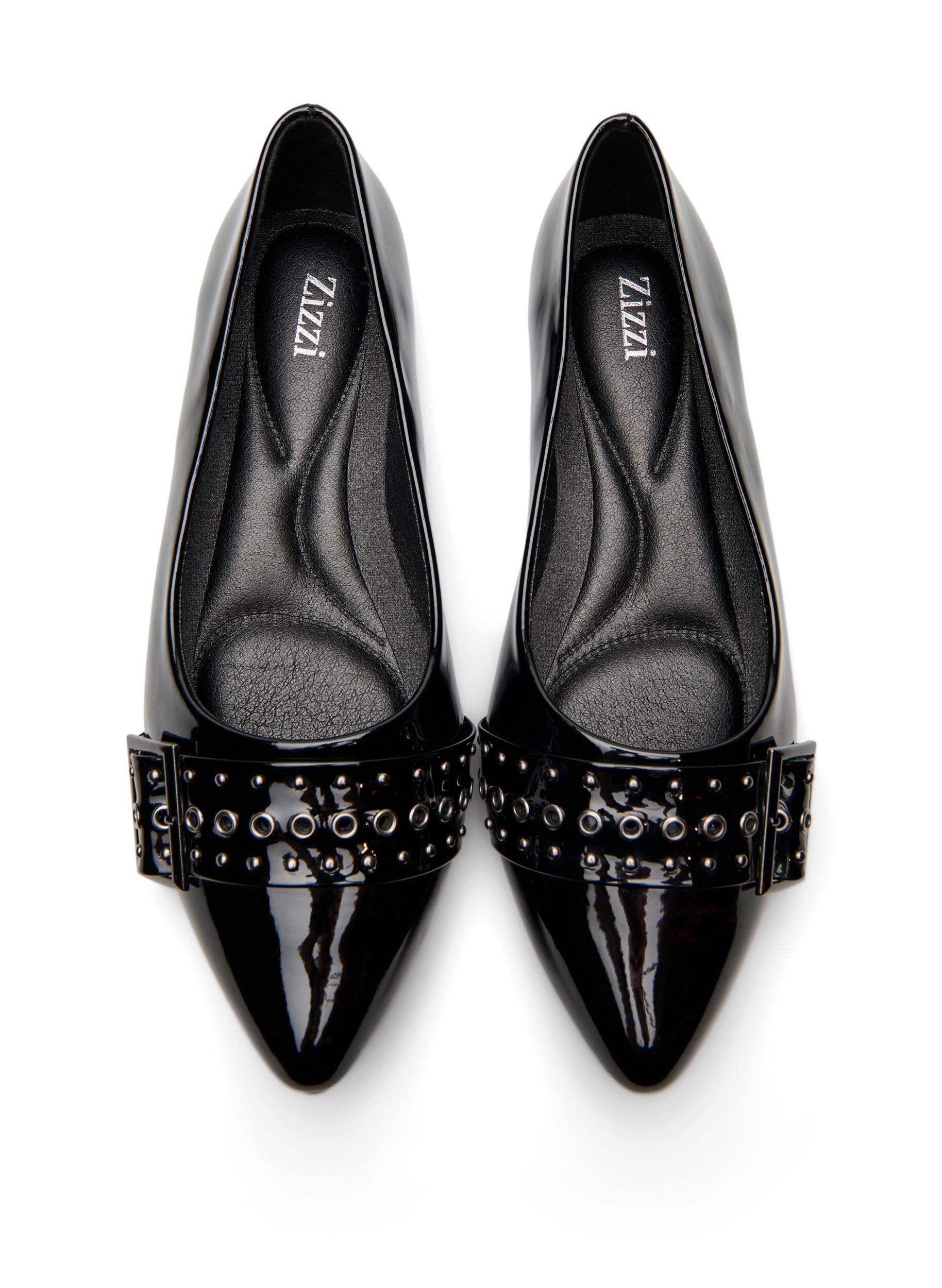 Zizzi Extra-Weite - Ballerina mit Riemen und Nieten, Schwarz, Packshot image number 2