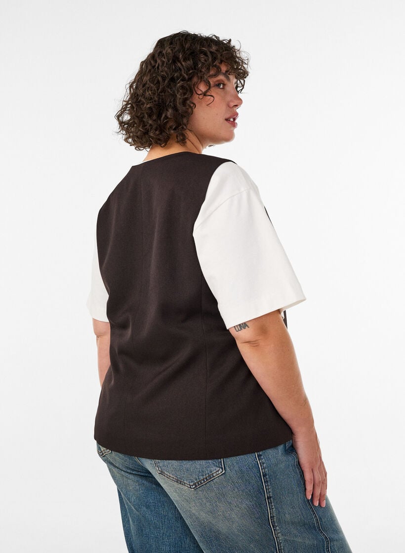 Waistcoat with button closure, Brown, Model image number 2