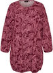 Kurzes Baumwollkleid mit Gummisaum und langen &Auml;rmeln, Dunkles Bordeaux, Packshot image number 0