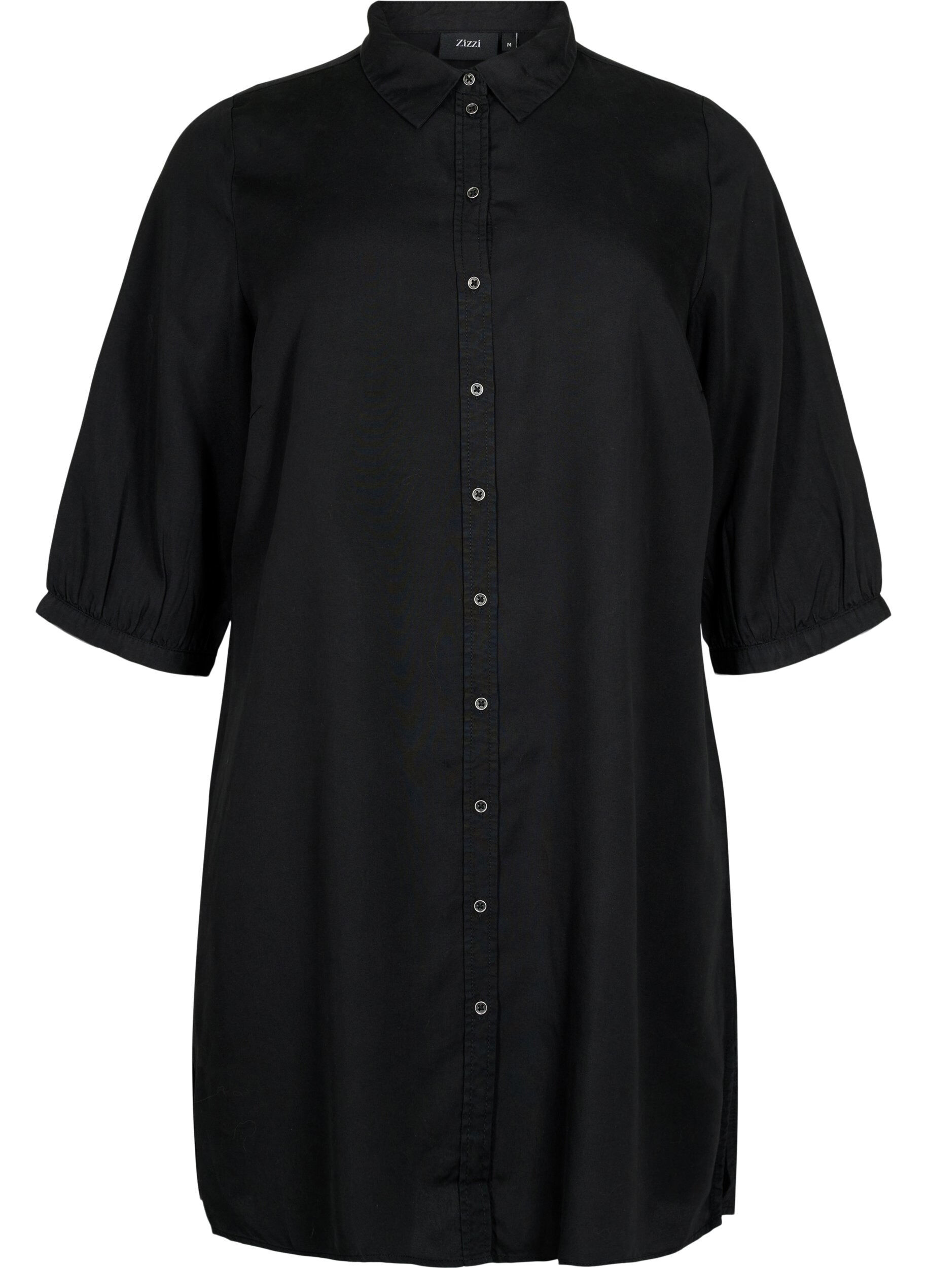 Zizzi Langes Hemd mit 3/4-&Auml;rmeln aus Lyocell (TENCEL&trade;), Black, Packshot image number 0
