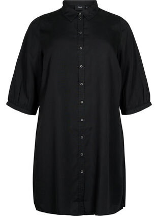 Langes Hemd mit 3/4-Ärmeln aus Lyocell (TENCEL™), Black, Packshot image number 0