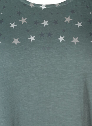Kurzarm T-Shirt aus Baumwolle mit Sternen, Balsam Green STARS, Packshot image number 2