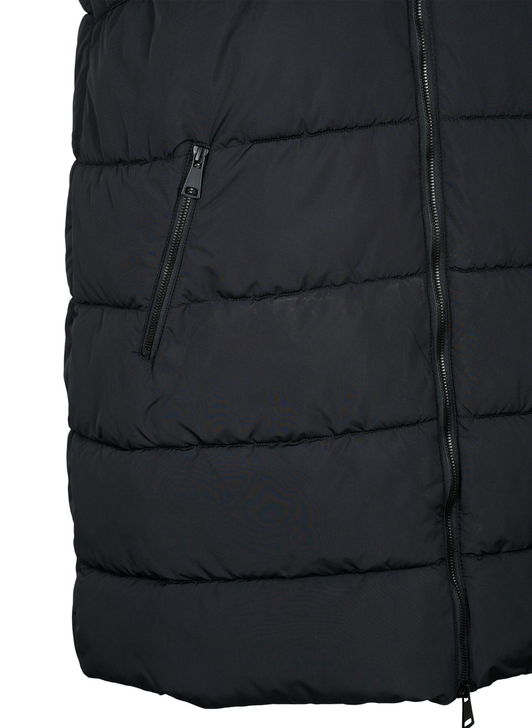 Zizzi Sportliche Kapuzenjacke mit Taschen, Black, Packshot image number 3