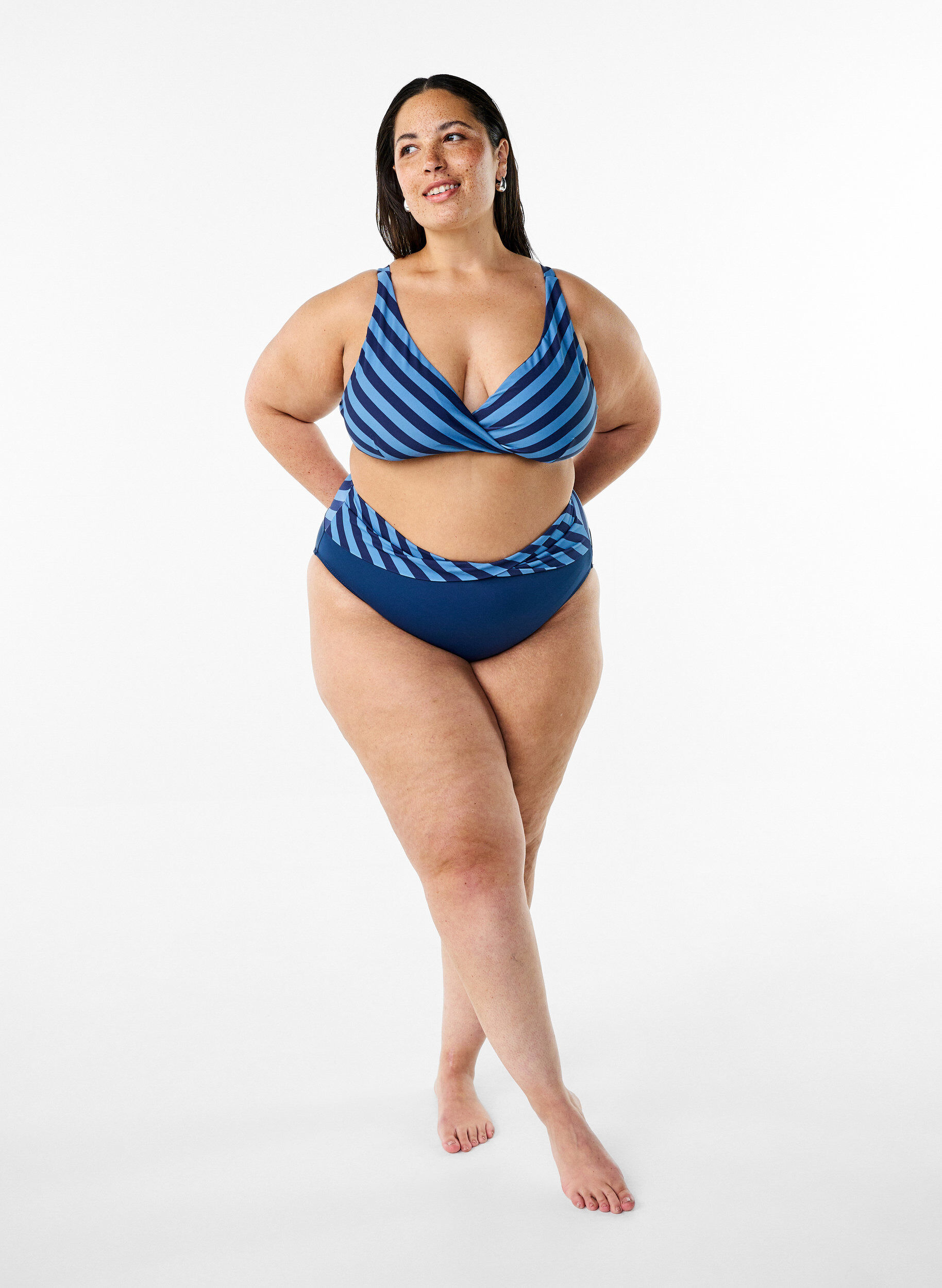 ZizziBikinislip mit Wickeldetails, Blau, Model image number 1