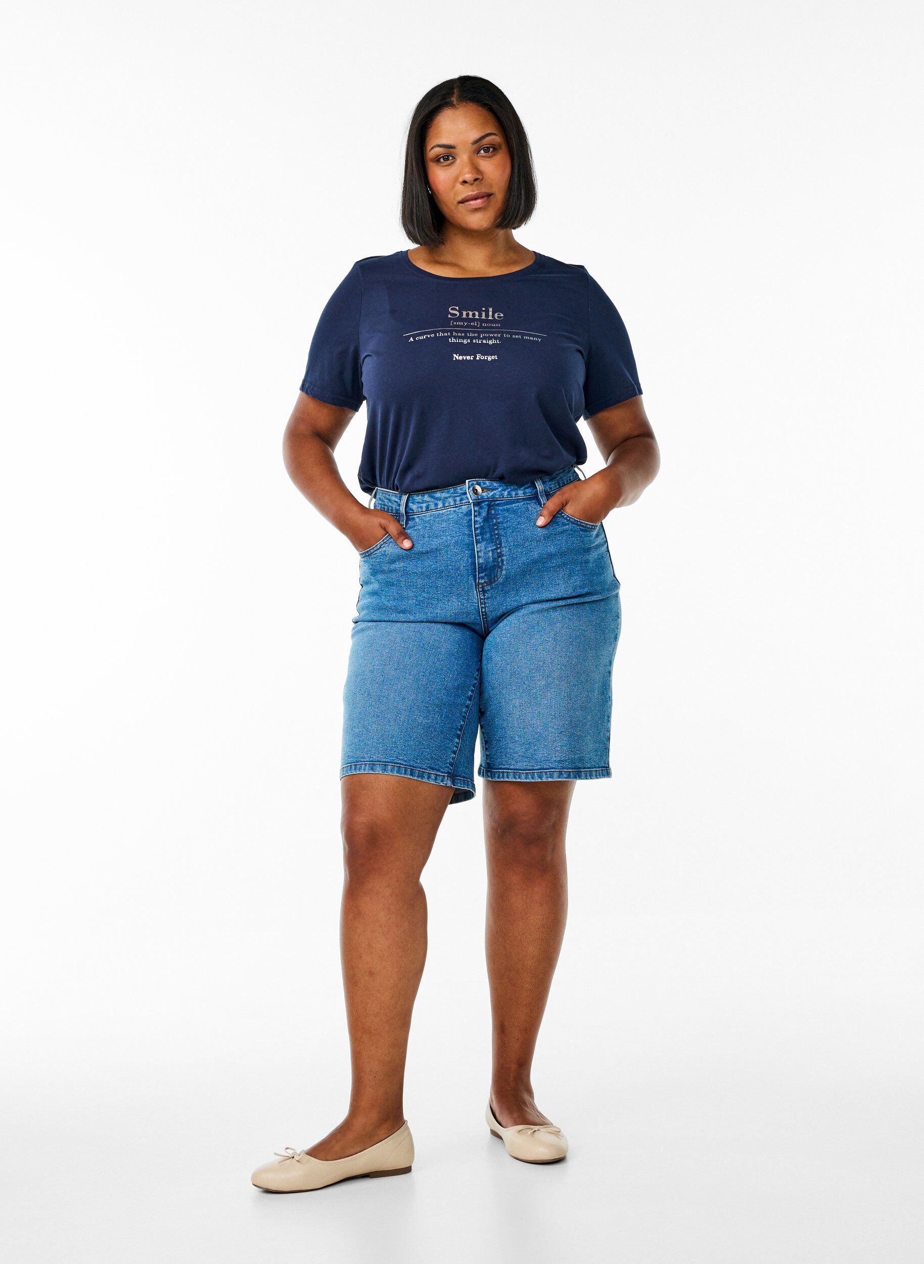 Zizzi FLASH - T-Shirt mit Print, Blau, Model image number 1