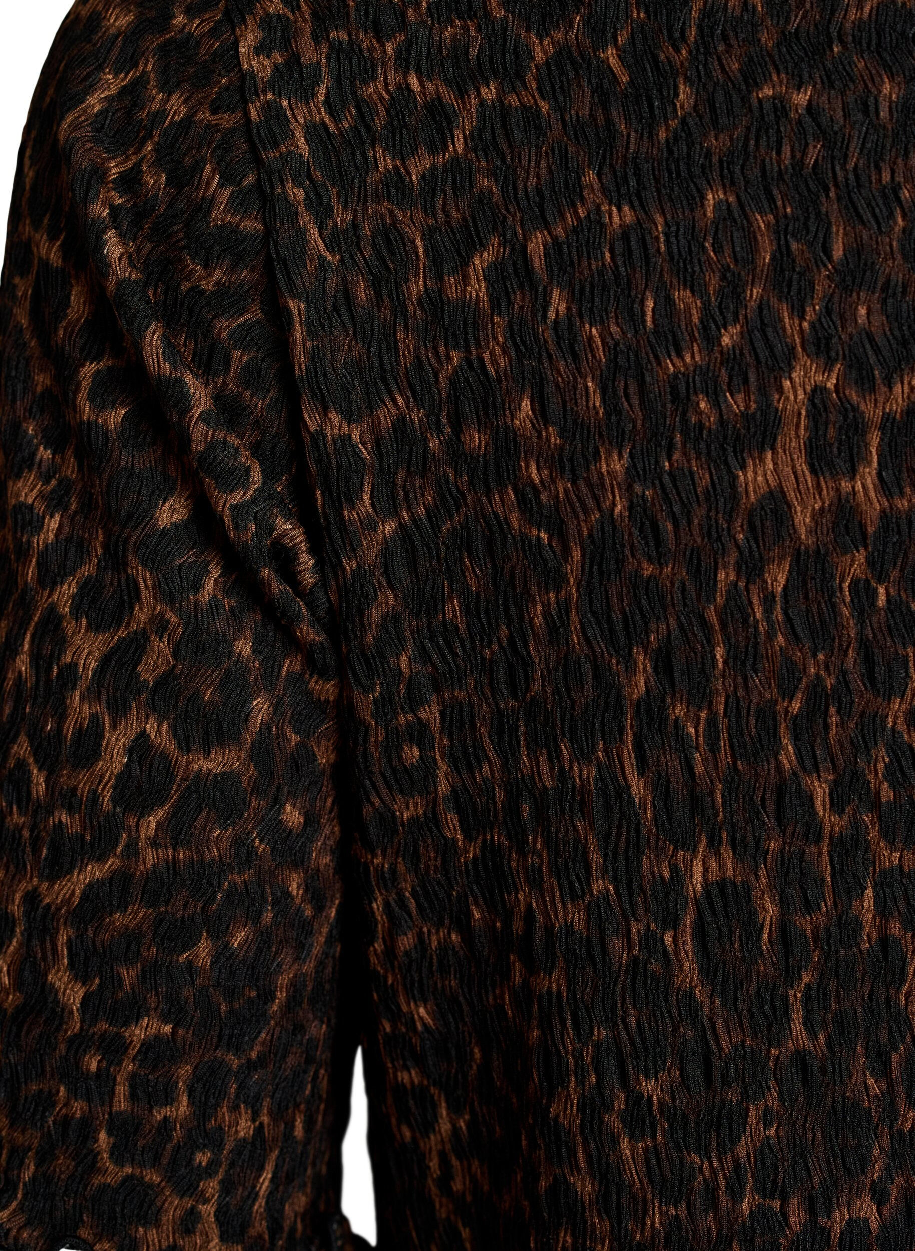 Zizzi Strukturiertes Midikleid mit kurzen &Auml;rmeln, Braun, Packshot image number 3