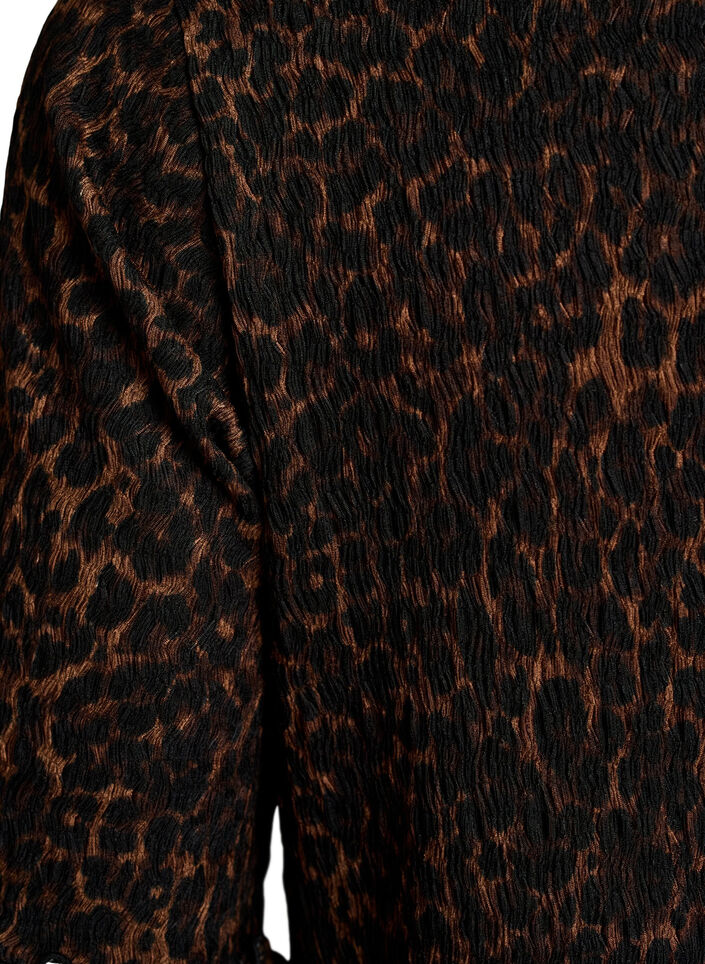 Strukturiertes Midikleid mit kurzen &Auml;rmeln, Braun, Packshot image number 3