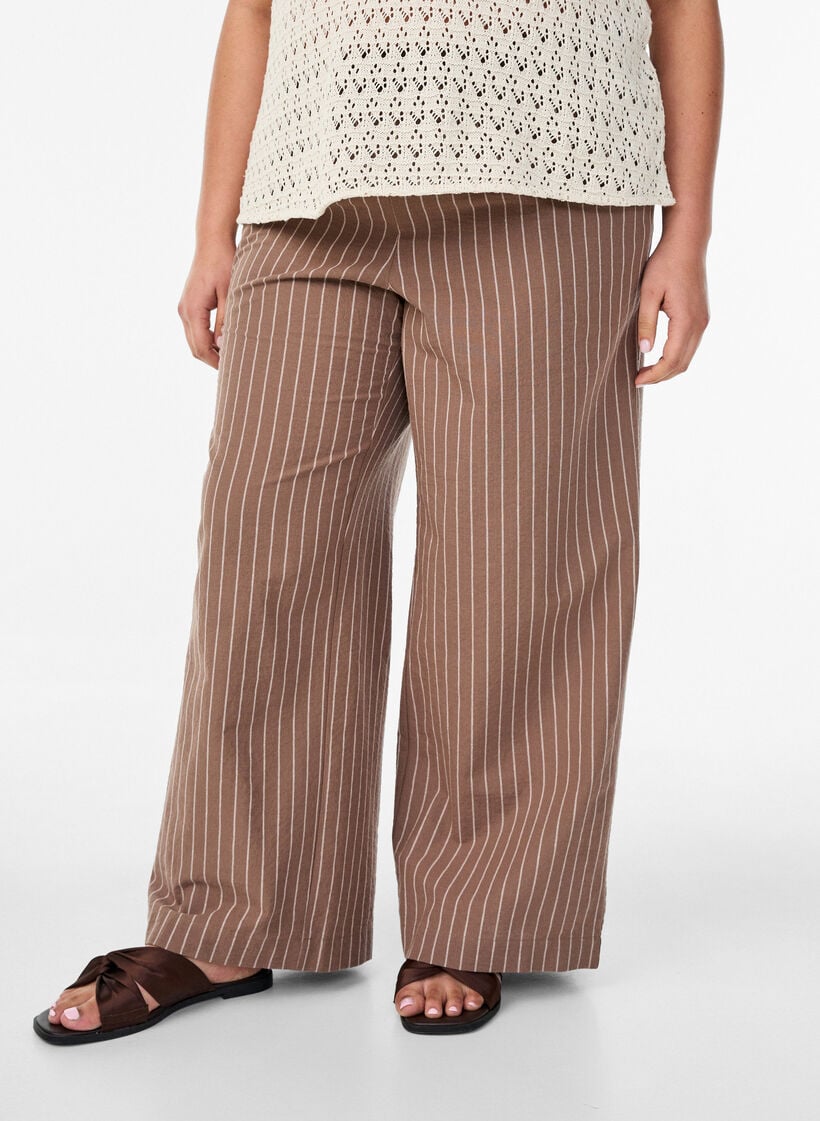Lockere Hose mit hohem Bund und Taschen, Braun, Model image number 2