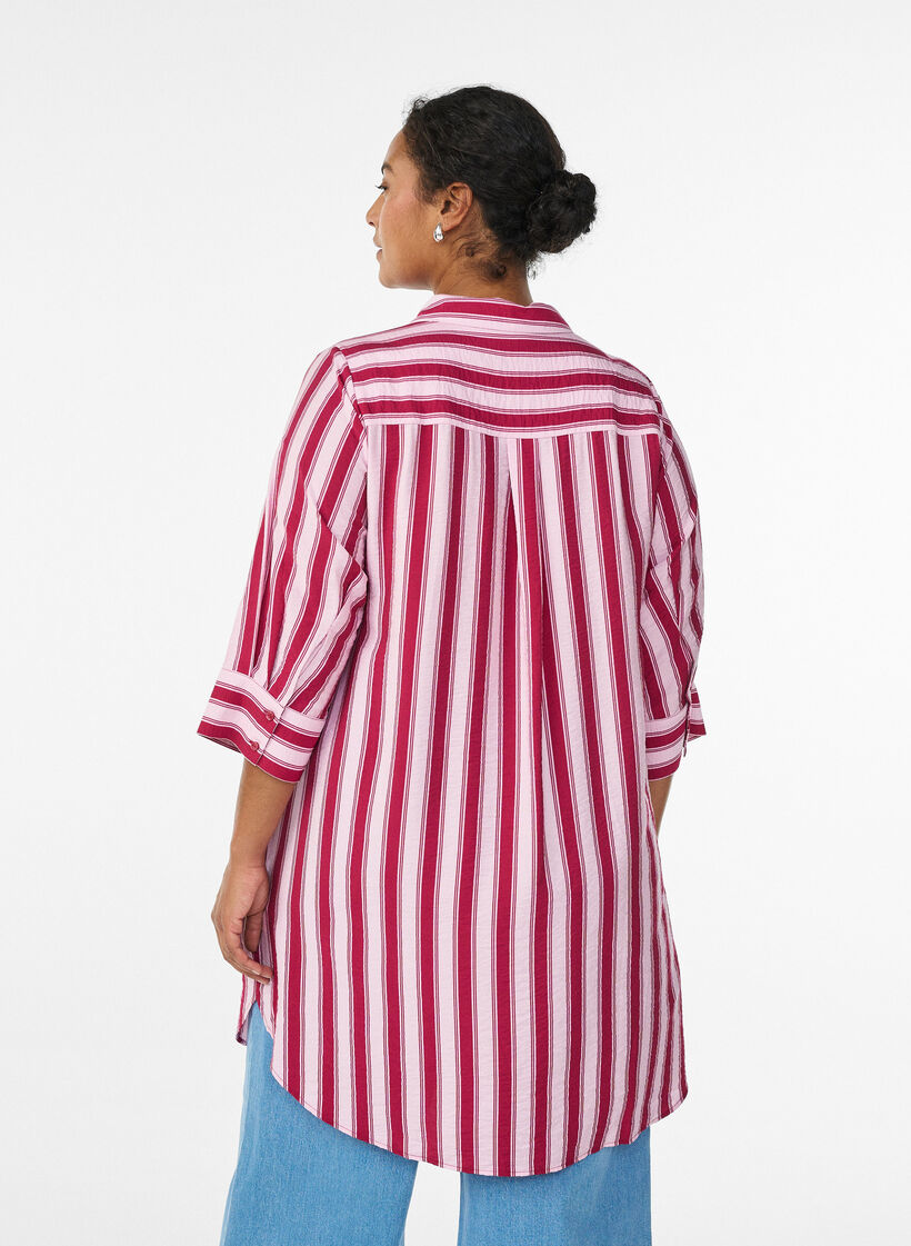 Kleid mit Kragen und Brusttasche, Pink, Model image number 2