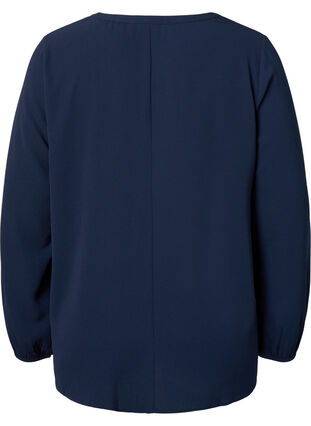 Unifarbene Bluse mit V-Ausschnitt, Navy Blazer, Packshot image number 1