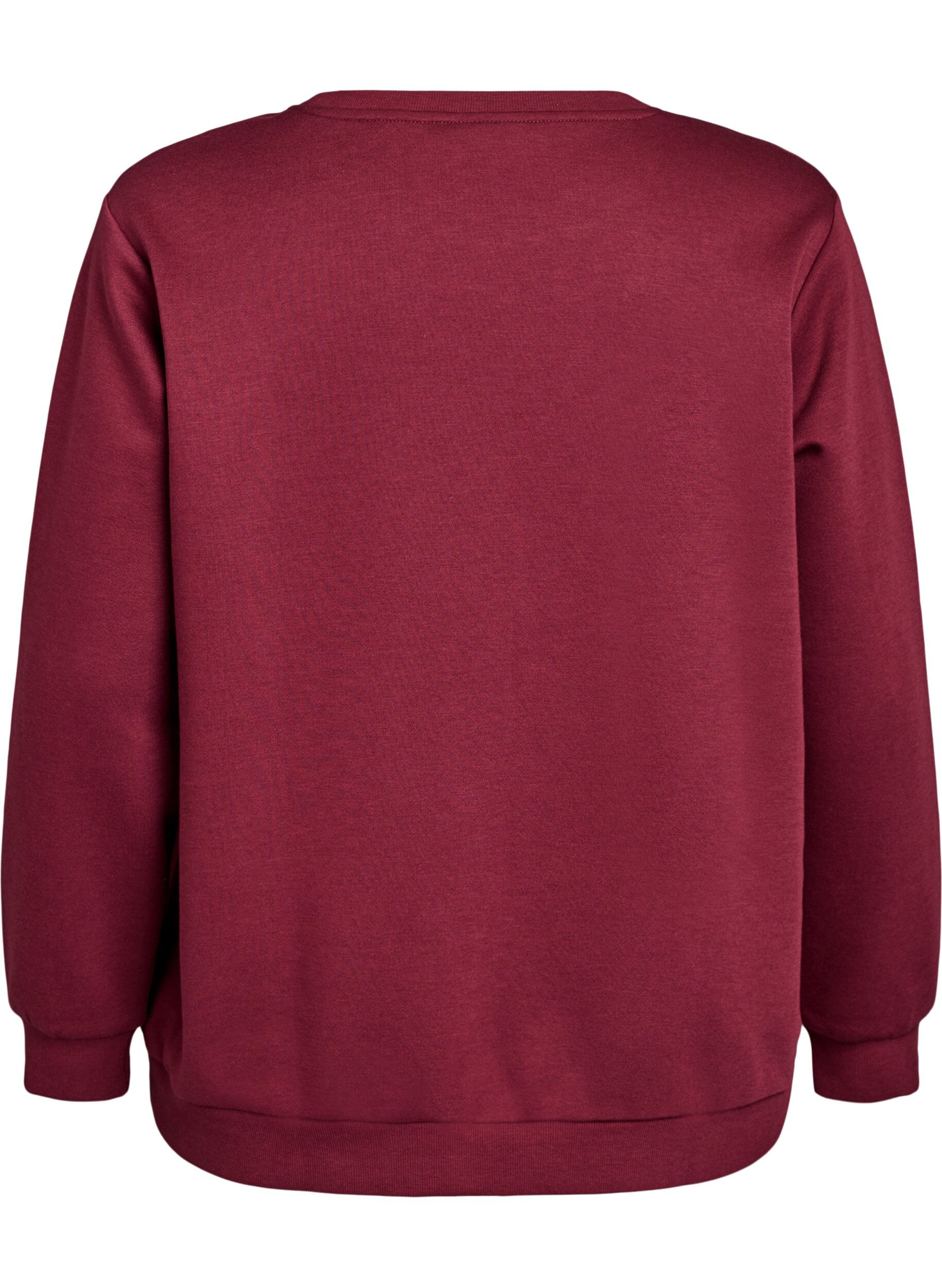 Zizzi Sweatshirt mit aufgesticktem Mailand-Motiv, Dunkles Bordeaux, Packshot image number 1