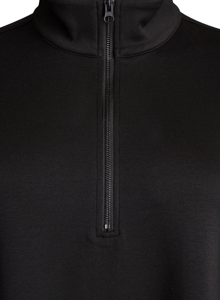 Kurzes Sweatshirtkleid mit hohem Kragen und Reißverschluss, Schwarz, Packshot image number 2