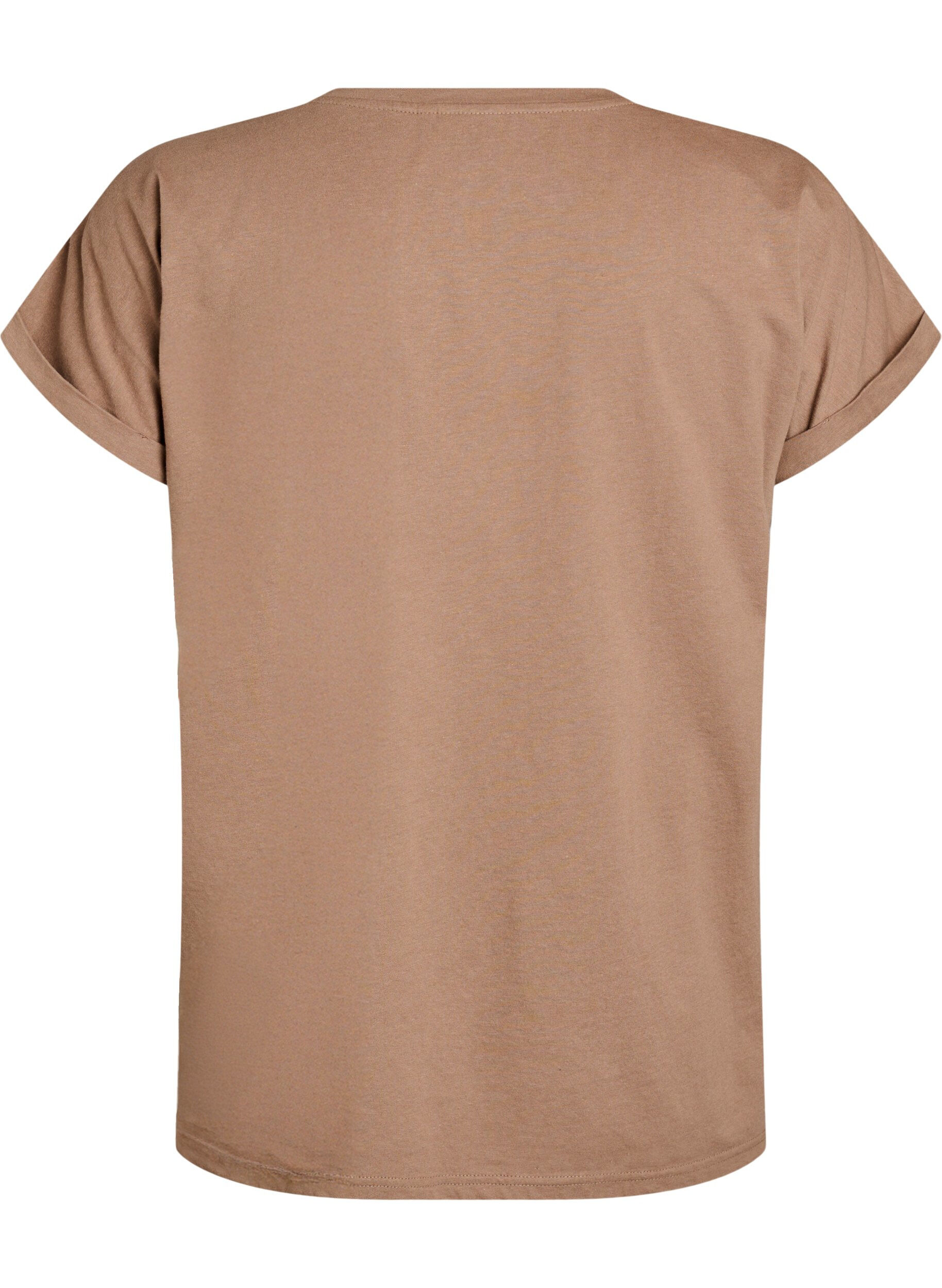 ZizziKurz&auml;rmeliges T-Shirt aus einer Baumwollmischung, Braun, Packshot image number 1