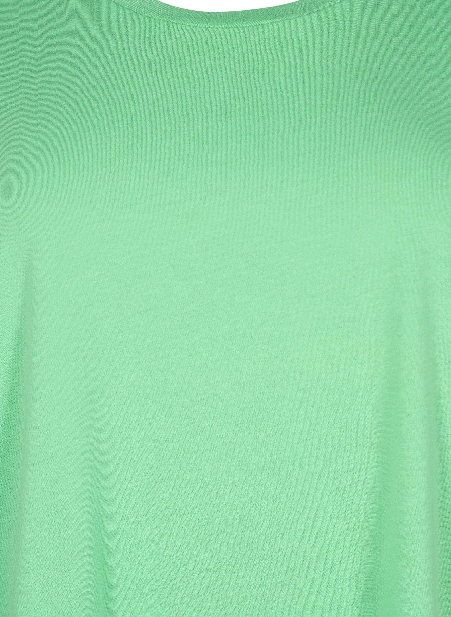 ZizziKurz&auml;rmliges T-Shirt aus einer Baumwollmischung, Gr&uuml;n, Packshot image number 2