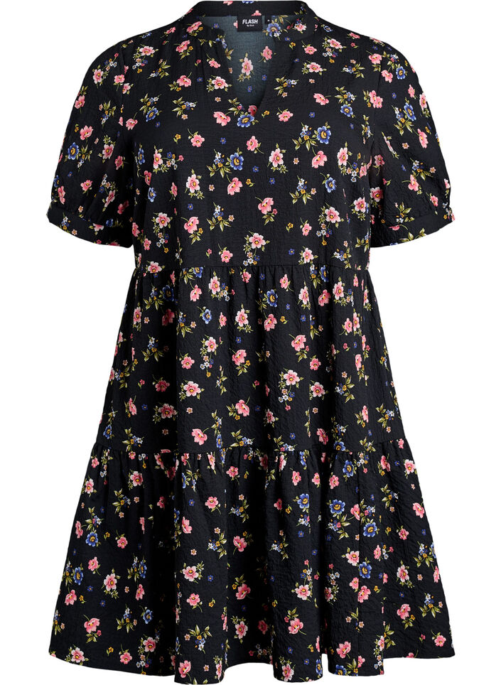 Kurzes A-Linien-Kleid, Schwarz, Packshot image number 0