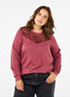 Sweatshirt mit Spitzendetails, Rose Brown, Model image number 0