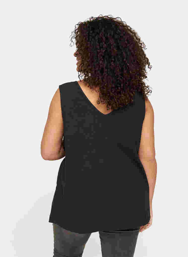 Ärmelloses Top aus Baumwolle, Black, Model image number 1