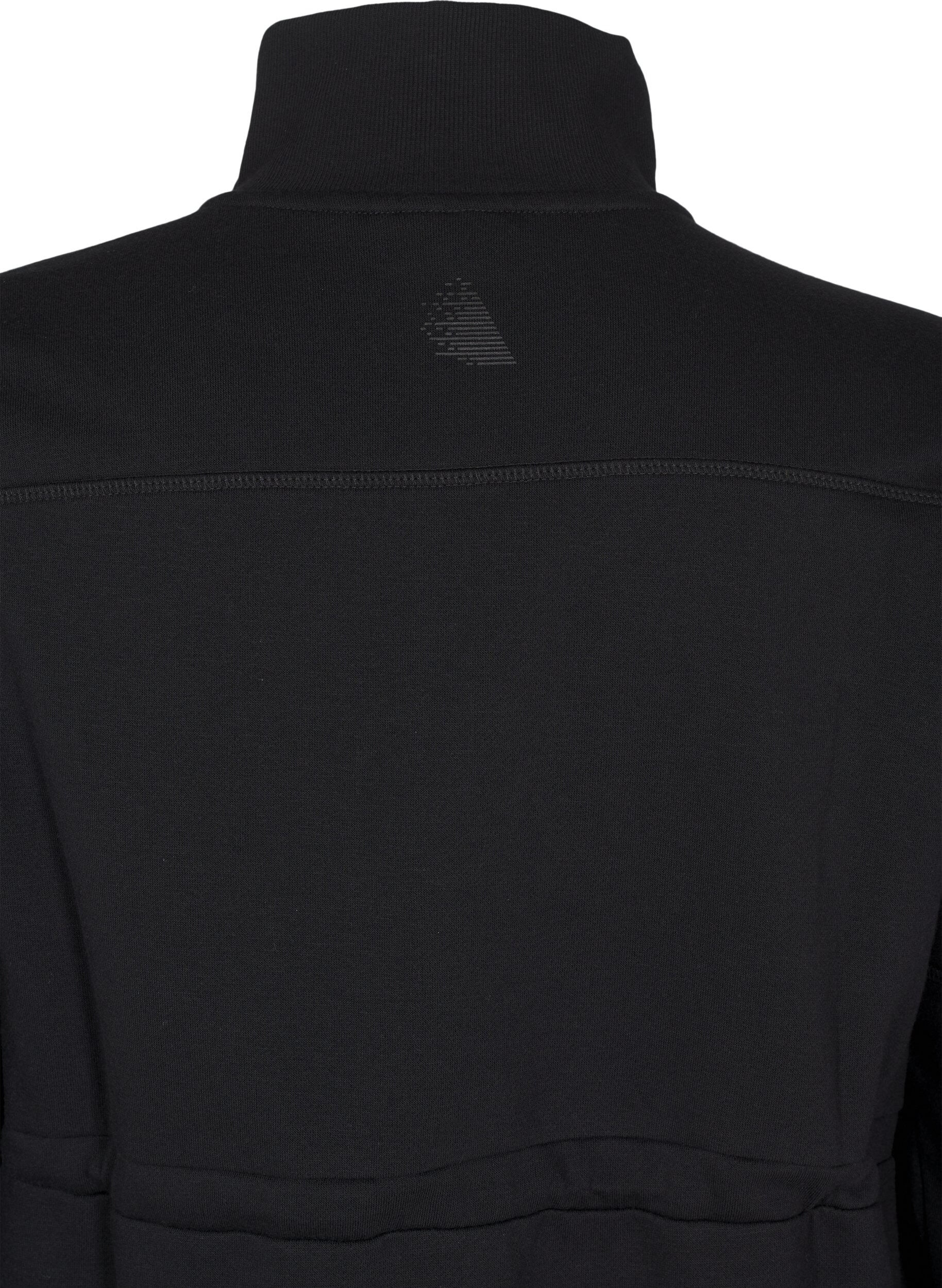 Zizzi Kurzes Sweatshirtkleid mit Stehkragen und verstellbarer Taille, Black, Packshot image number 3