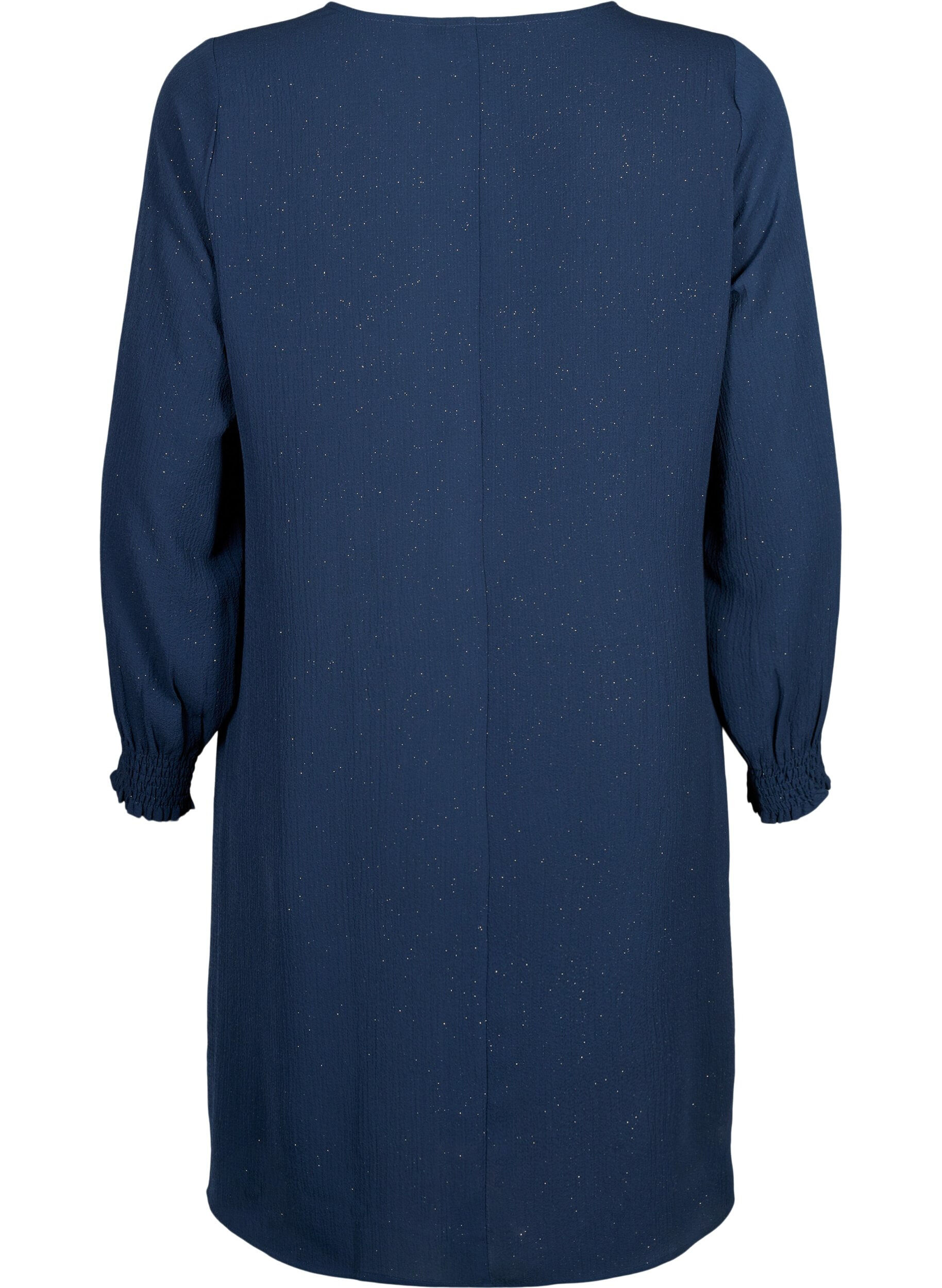 Zizzi FLASH &ndash; Langarmkleid mit Glitzer, Navy w. Gold , Packshot image number 1