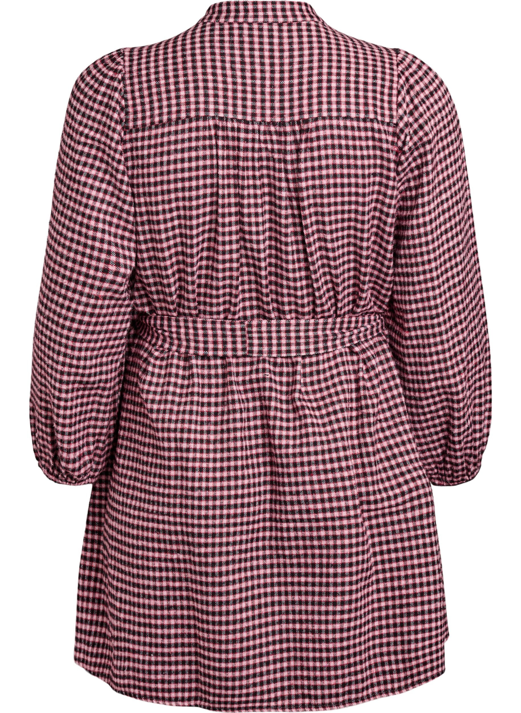 Zizzi Kurzes kariertes Kleid mit Bindeg&uuml;rtel, Rot, Packshot image number 1