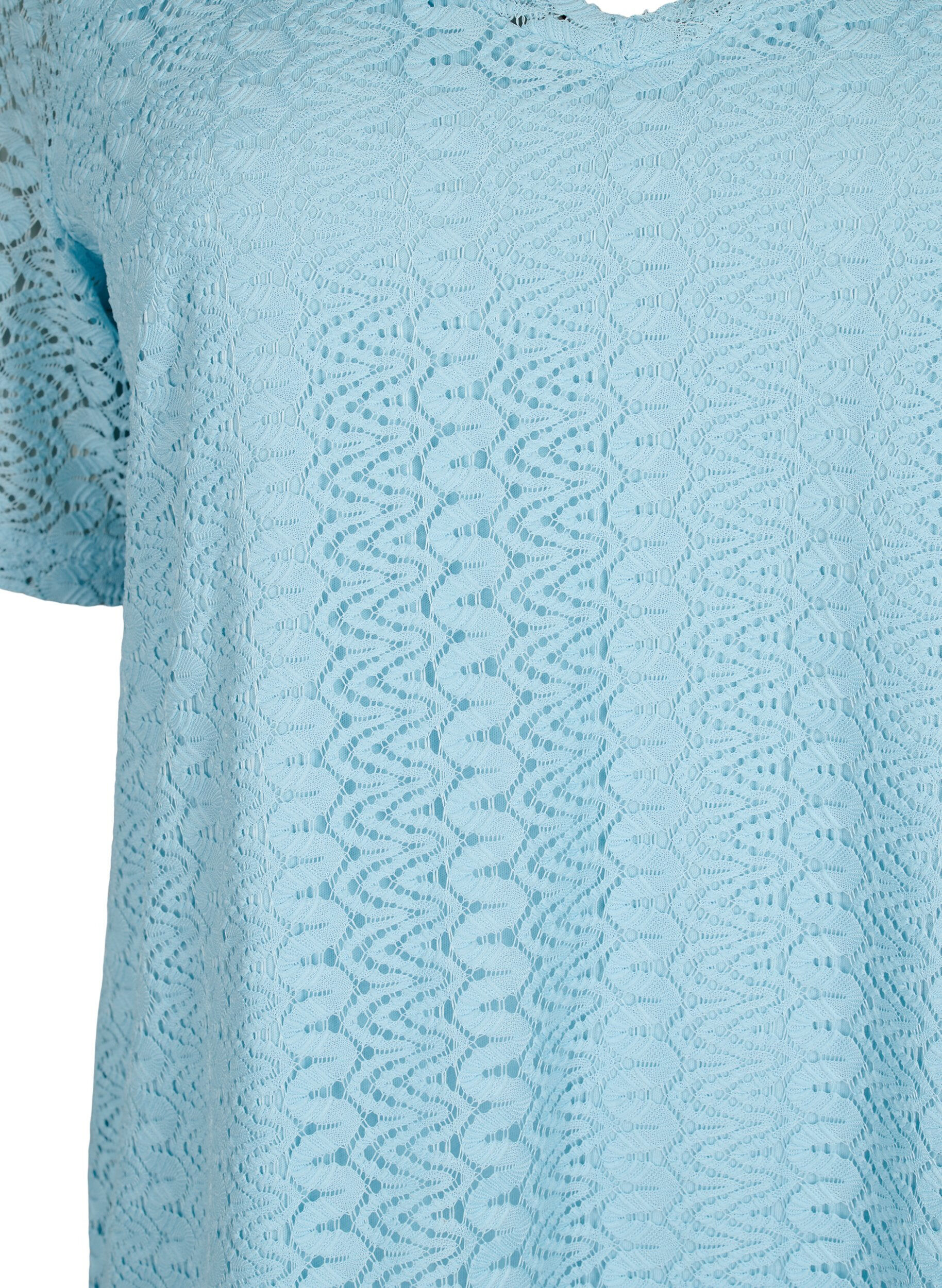 Zizzi Kurz&auml;rmelige Bluse aus Spitze mit V-Ausschnitt, Angel Falls, Packshot image number 2