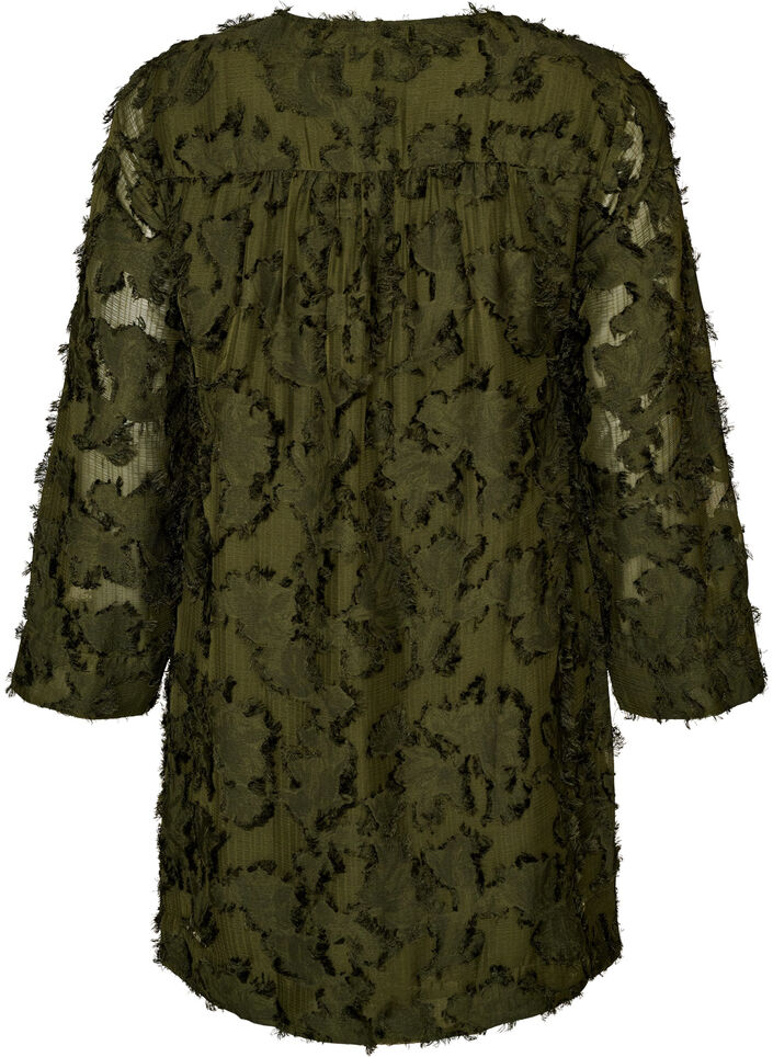 Kleid mit Fransengarn und Struktur, Gr&uuml;n, Packshot image number 1
