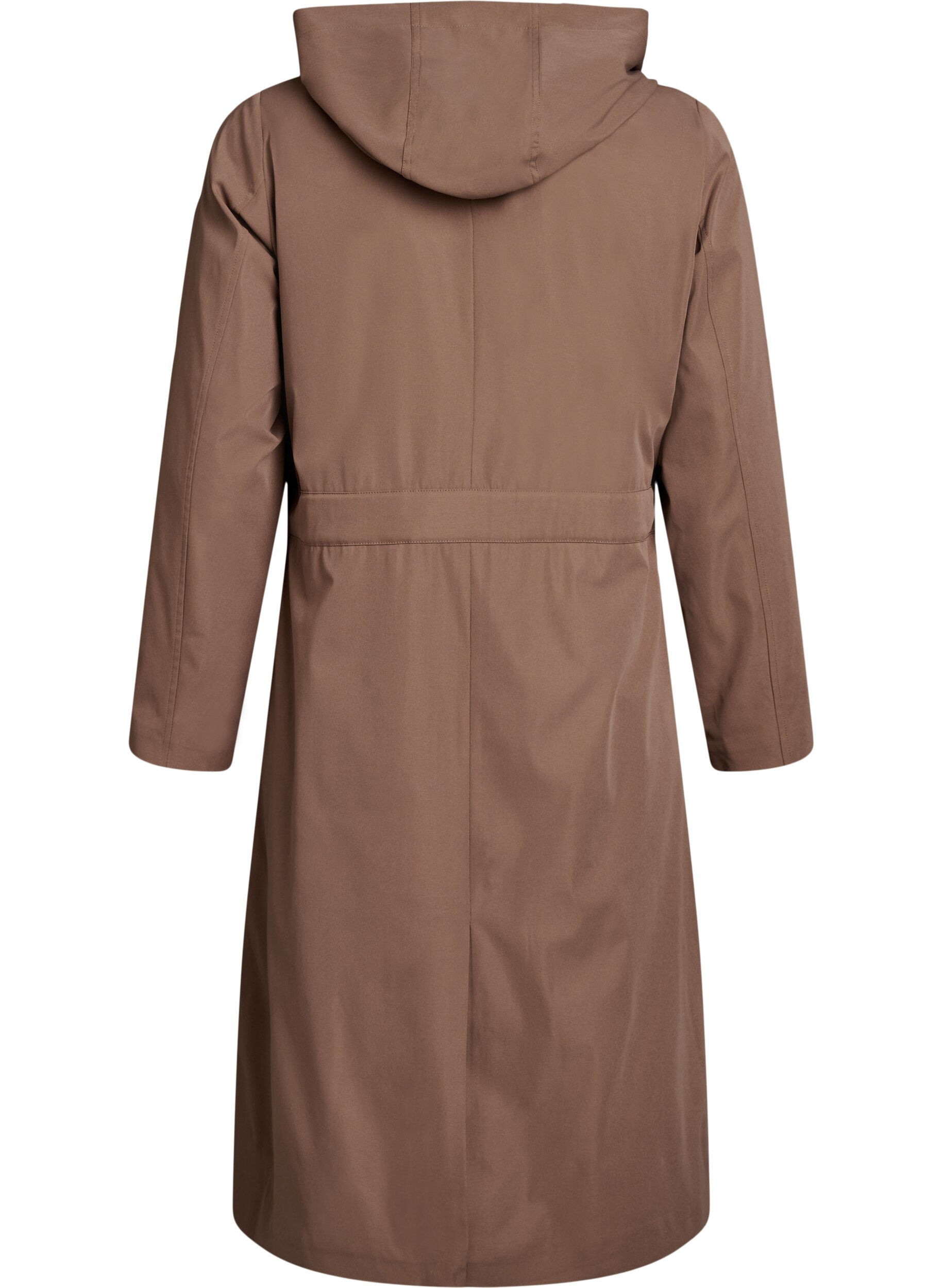 Zizzi Trenchcoat mit Kapuze und Bindeg&uuml;rtel, Braun, Packshot image number 1