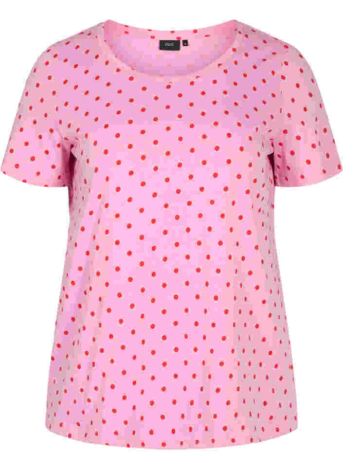 Gepunktetes T-Shirt aus Baumwolle, Prism Pink W. Dot, Packshot image number 0