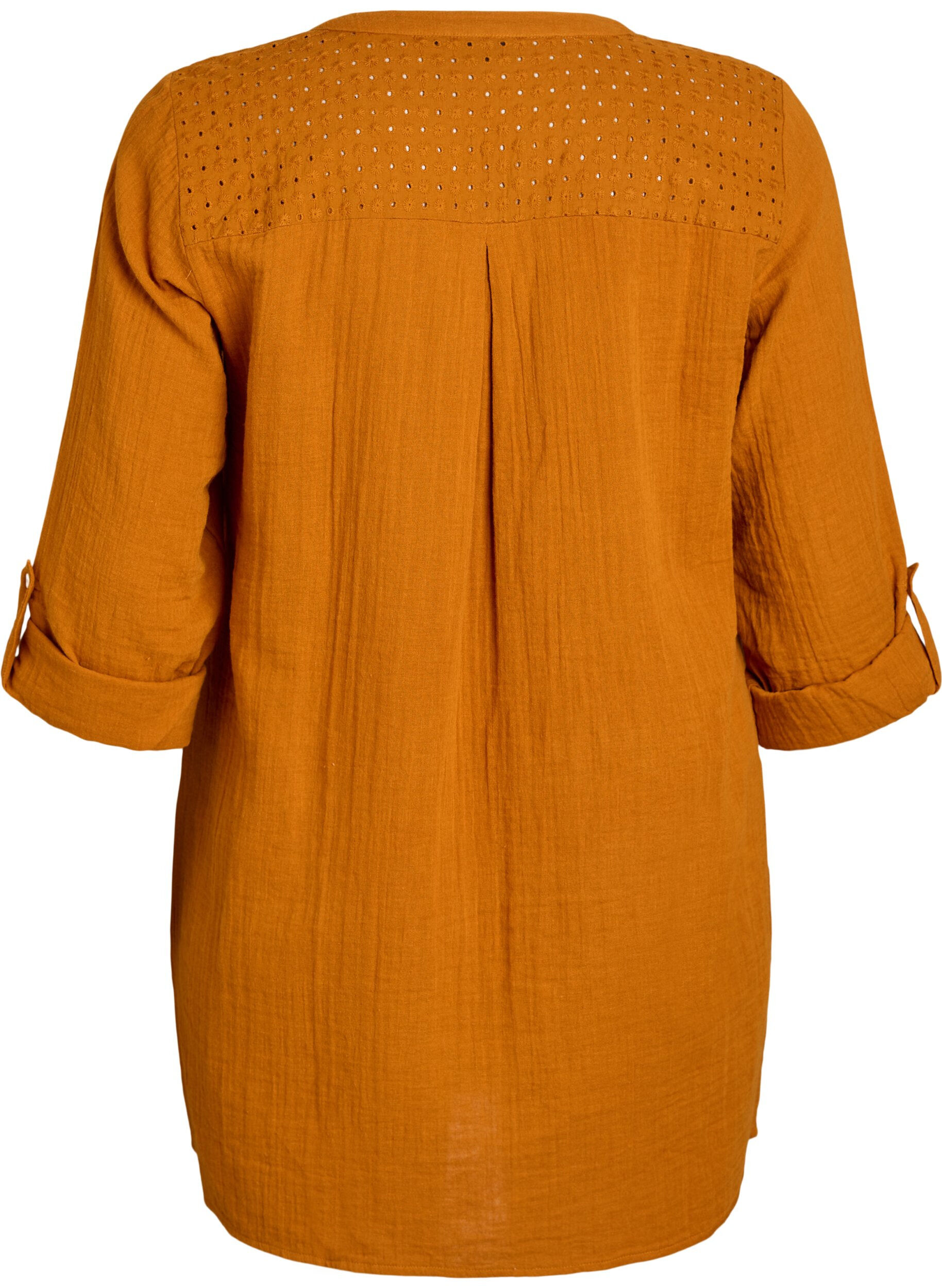 Zizzi Tunika aus Baumwollmusselin mit Broderie Anglaise, Orange, Packshot image number 1