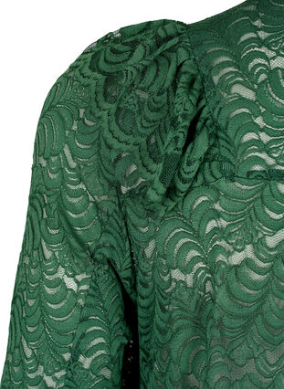Hemdblusenkleid aus Spitze mit Rüschen, Hunter Green, Packshot image number 3