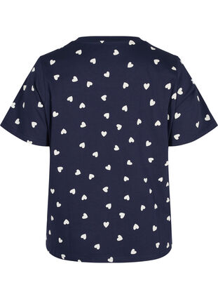 Kurzarm Pyjama-T-Shirt aus Baumwolle, Navy Blazer AOP, Packshot image number 1