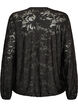 Transparente Bluse mit floraler Struktur und langen &Auml;rmeln, Schwarz, Packshot image number 1