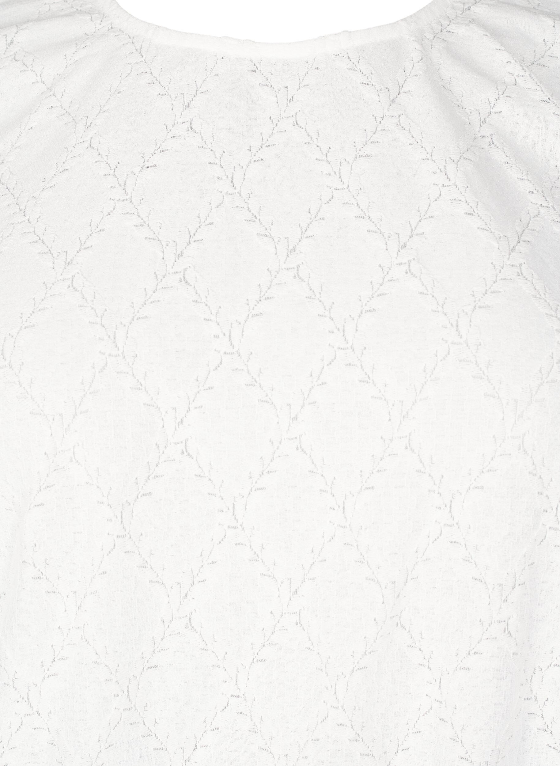 Zizzi Kurz&auml;rmelige Bluse mit strukturiertem Muster, Bright White, Packshot image number 2