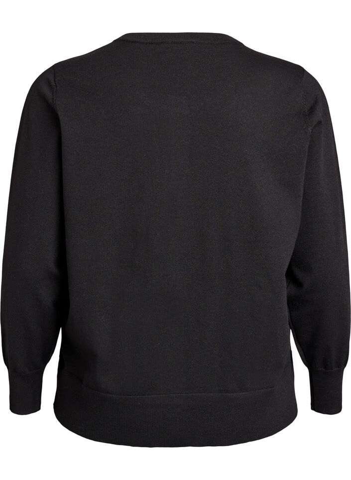 Feinstrick-Strickjacke mit Rundhalsausschnitt, Schwarz, Packshot image number 1