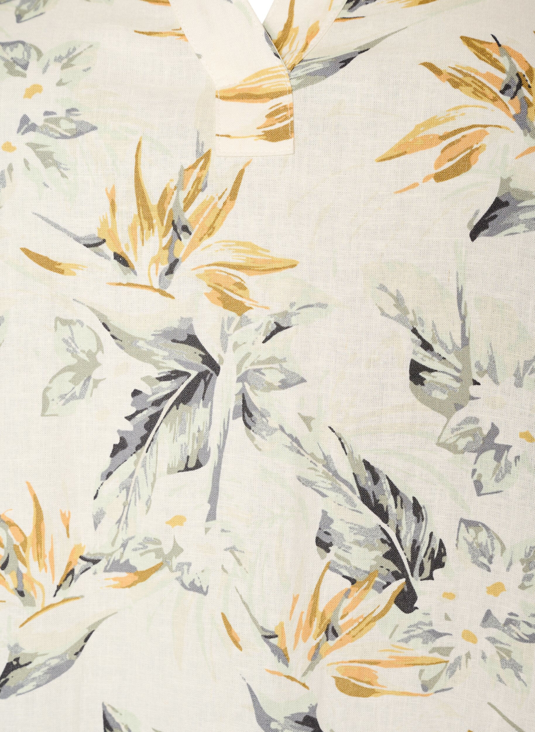 Zizzi Midikleid aus Leinen und Viskose mit 1/2-&Auml;rmeln, 9990, Packshot image number 2