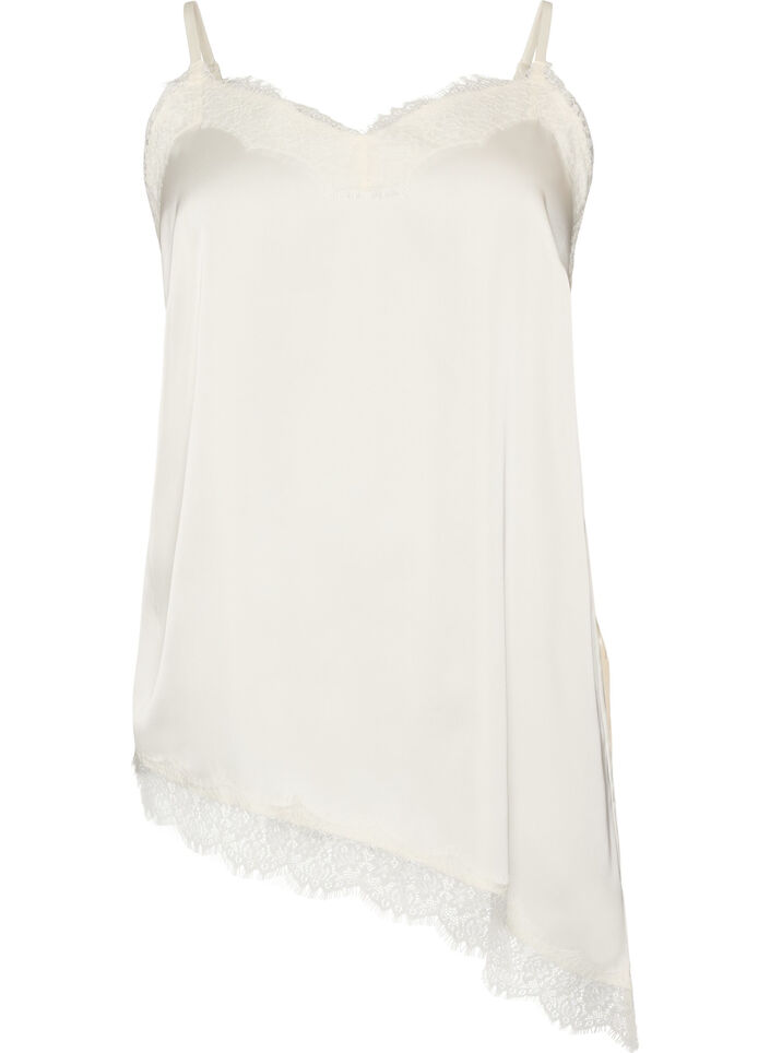 Tr&auml;gertop mit Spitze und asymmetrischem Saum, Vanille, Packshot image number 0