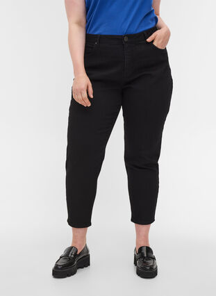 Cropped Mille Jeans mit Mom-Fit, Black, Model image number 2