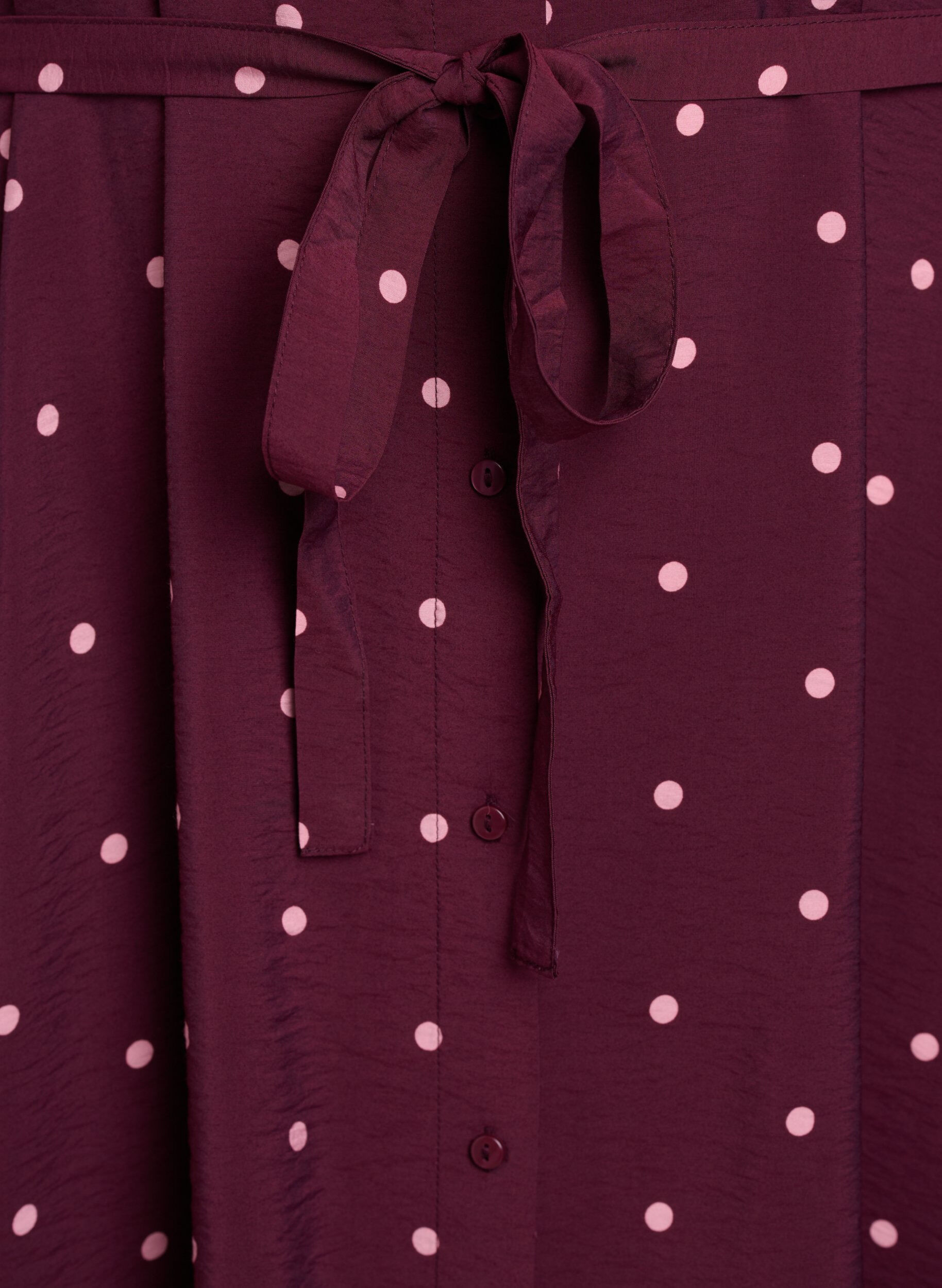 Zizzi Midikleid aus Hemd mit Polka Dots, Rot, Packshot image number 3
